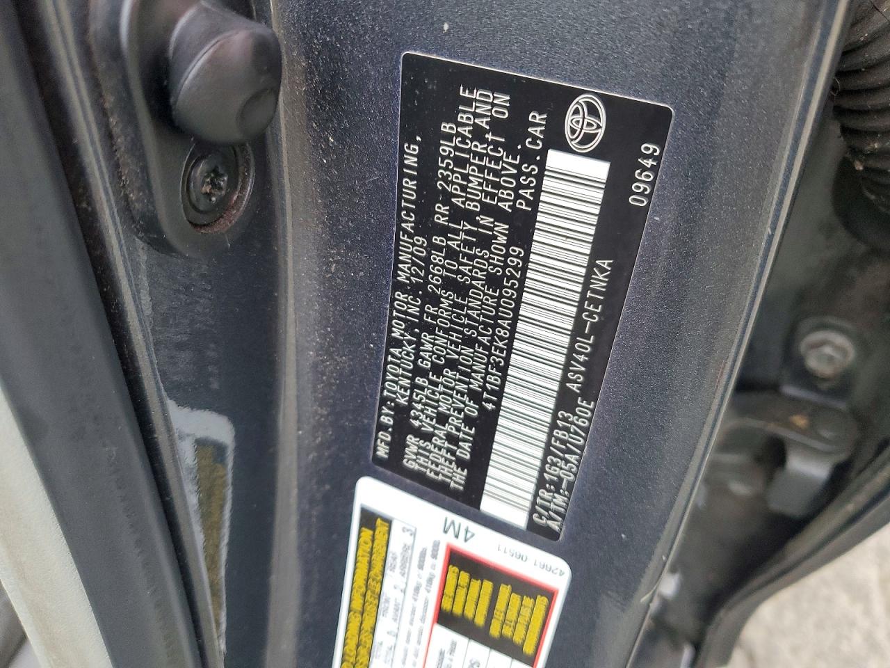 2010 TOYOTA CAMRY BASE photo 12