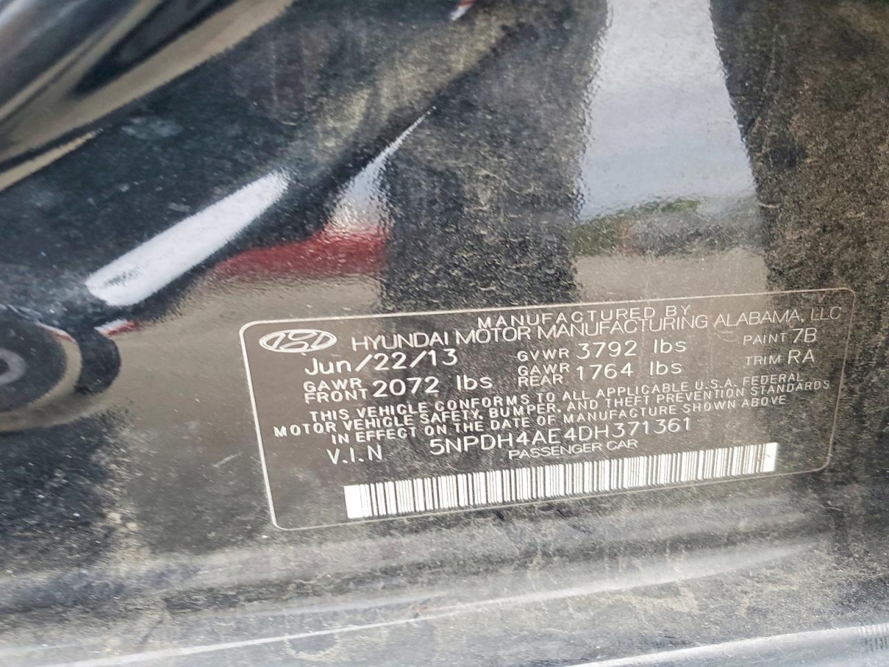 2013 HYUNDAI ELANTRA GLS photo 12