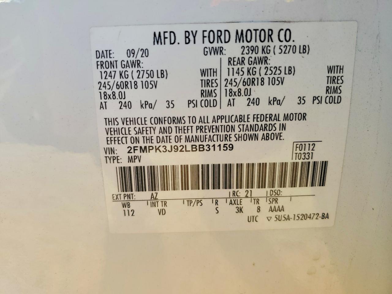2020 FORD EDGE SEL photo 13