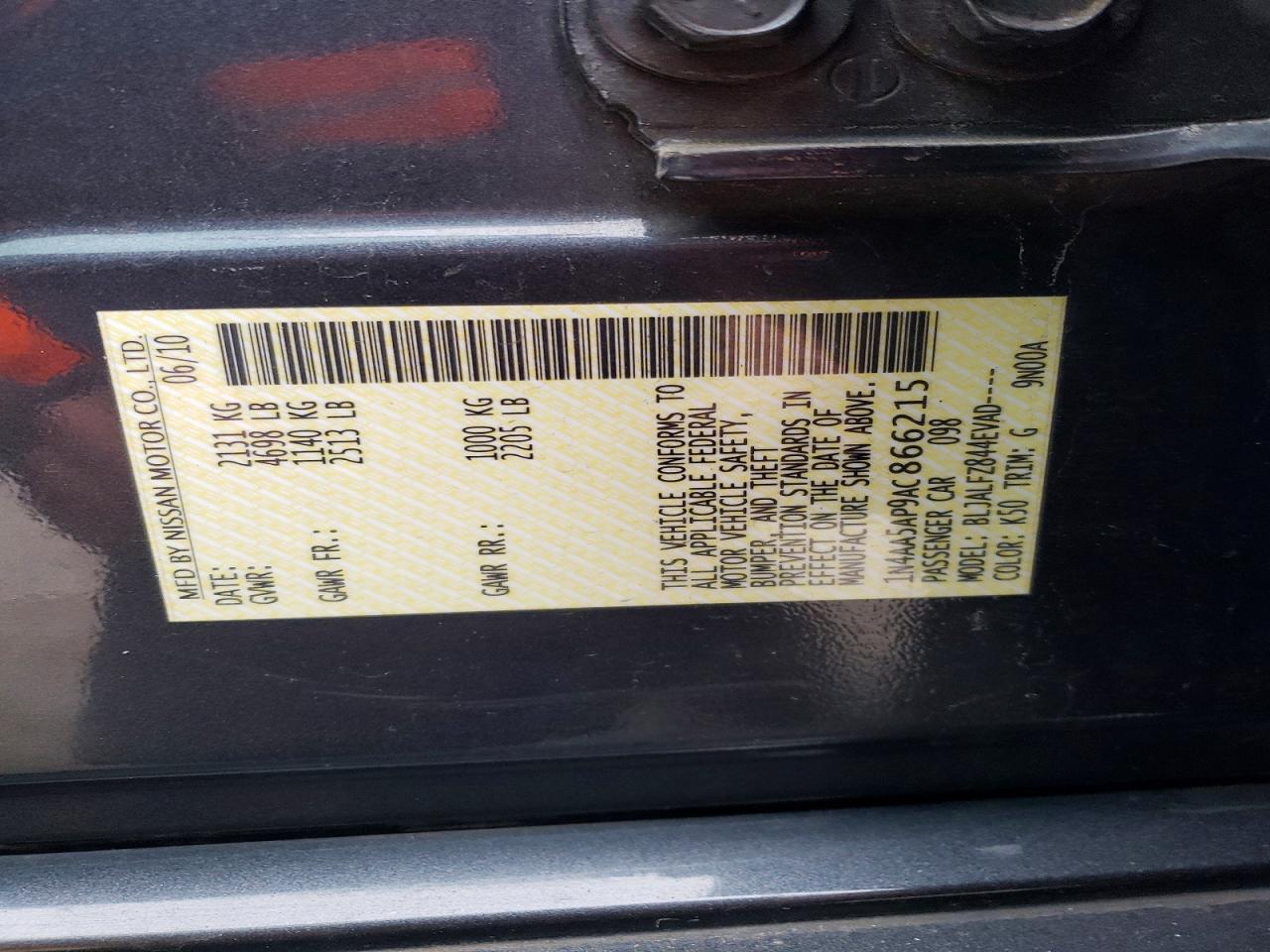 2010 NISSAN MAXIMA S photo 12