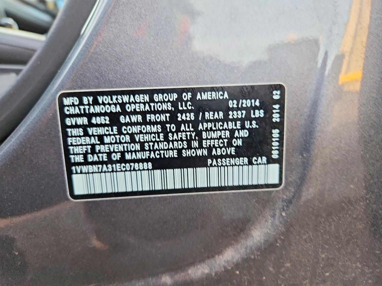 2014 VOLKSWAGEN PASSAT SE photo 12