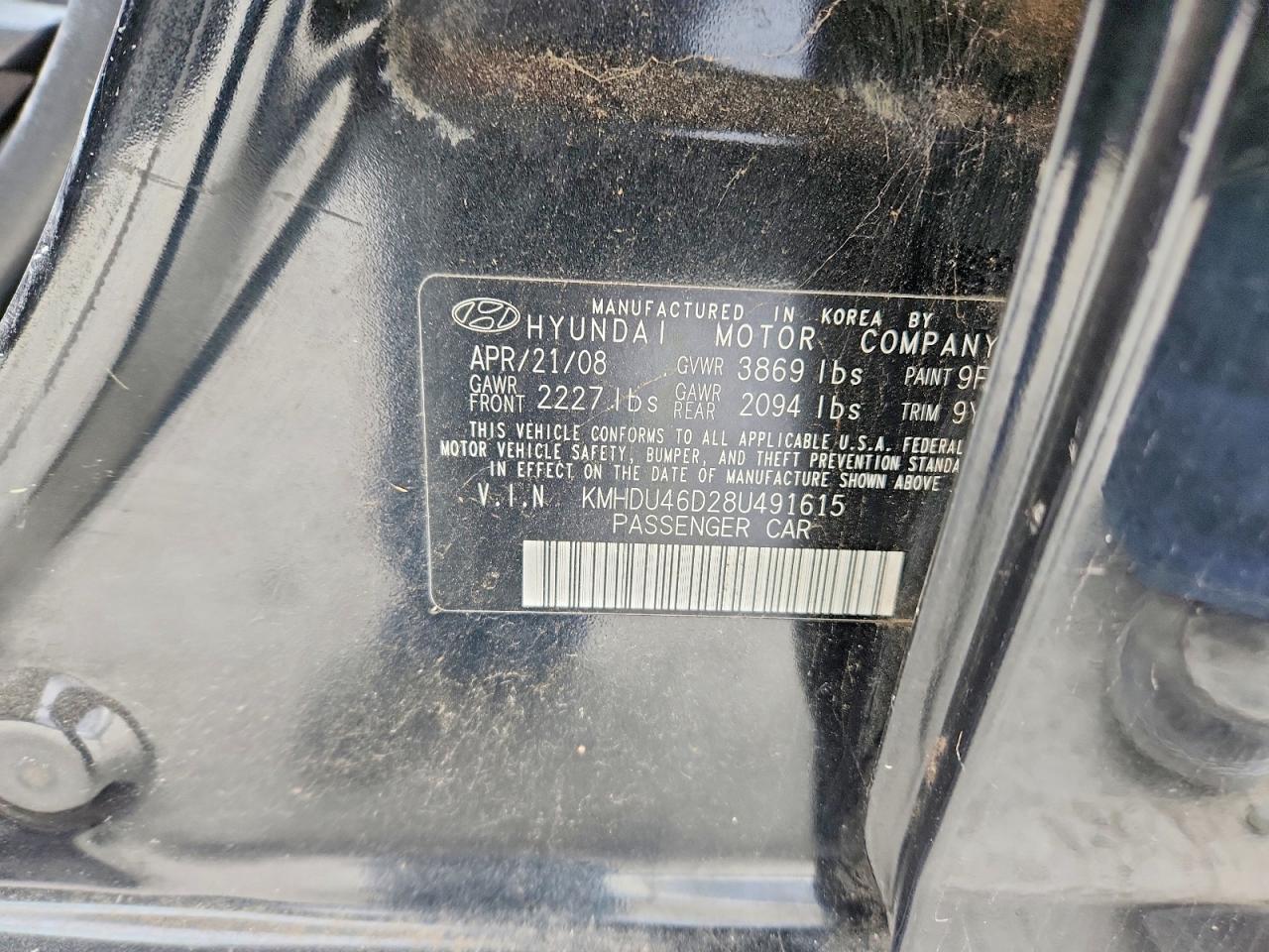 2008 HYUNDAI ELANTRA GLS photo 13