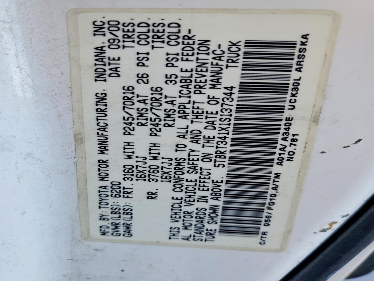 2001 TOYOTA TUNDRA ACCESS CAB photo 12