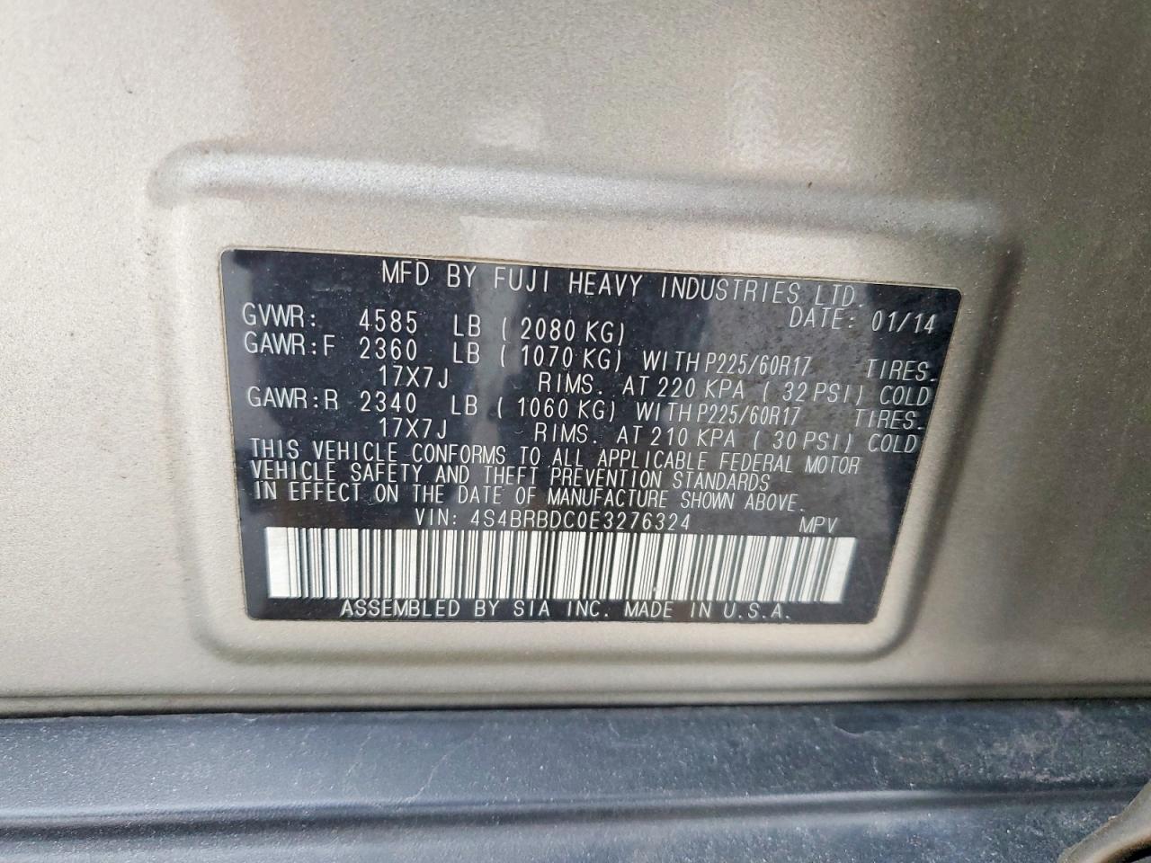 2014 SUBARU OUTBACK 2.5I PREMIUM photo 13