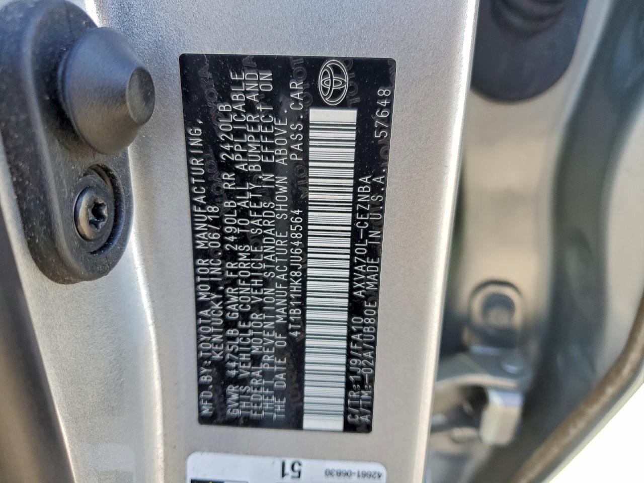 2018 TOYOTA CAMRY L photo 13