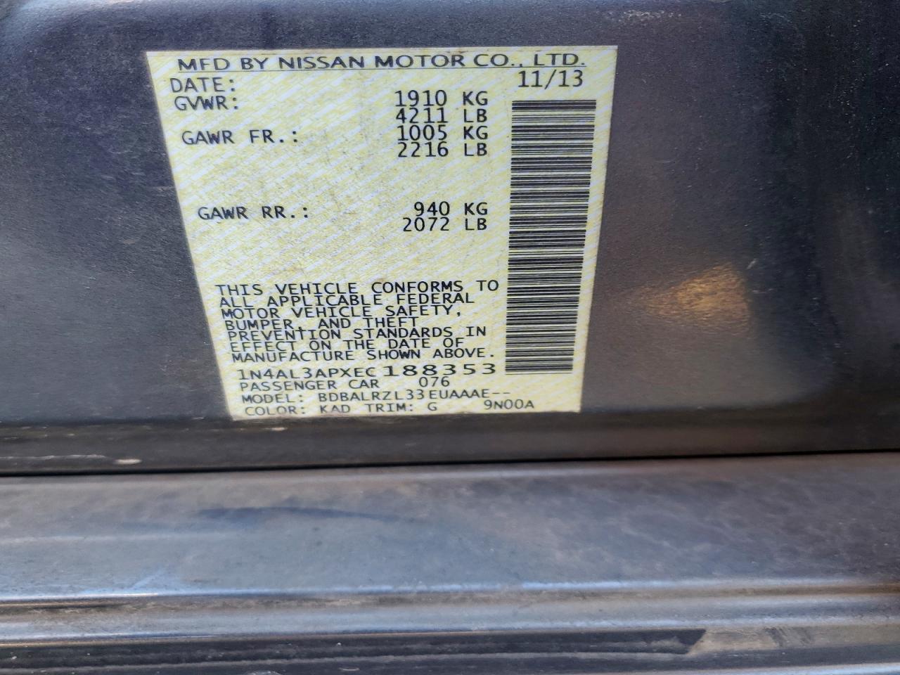 2014 NISSAN ALTIMA 2.5 S photo 12