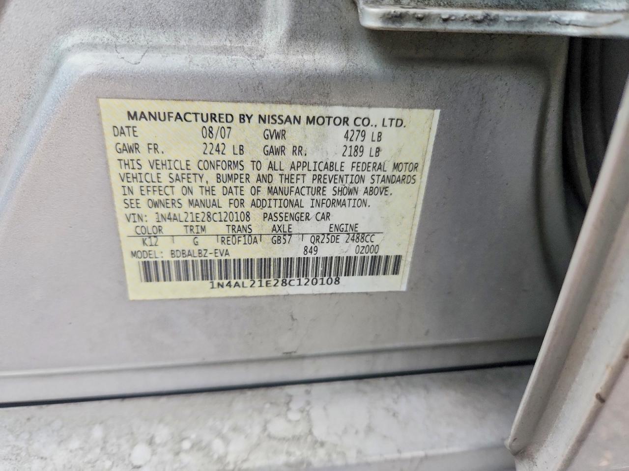 2008 NISSAN ALTIMA 2.5 photo 12