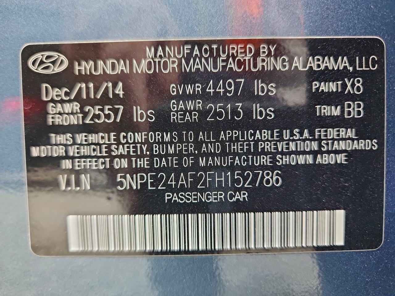 2015 HYUNDAI SONATA SE photo 13