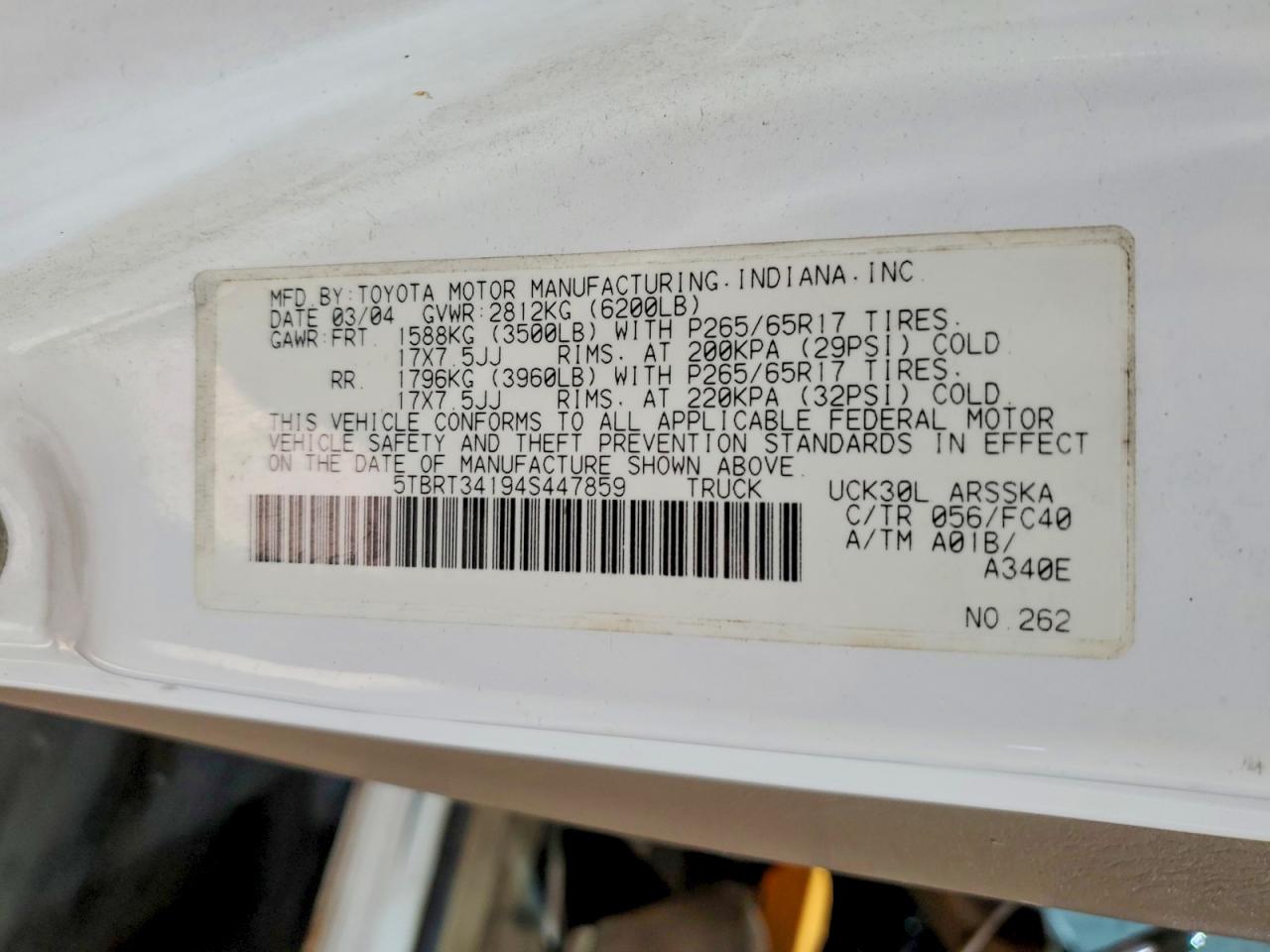 2004 TOYOTA TUNDRA ACCESS CAB SR5 photo 12
