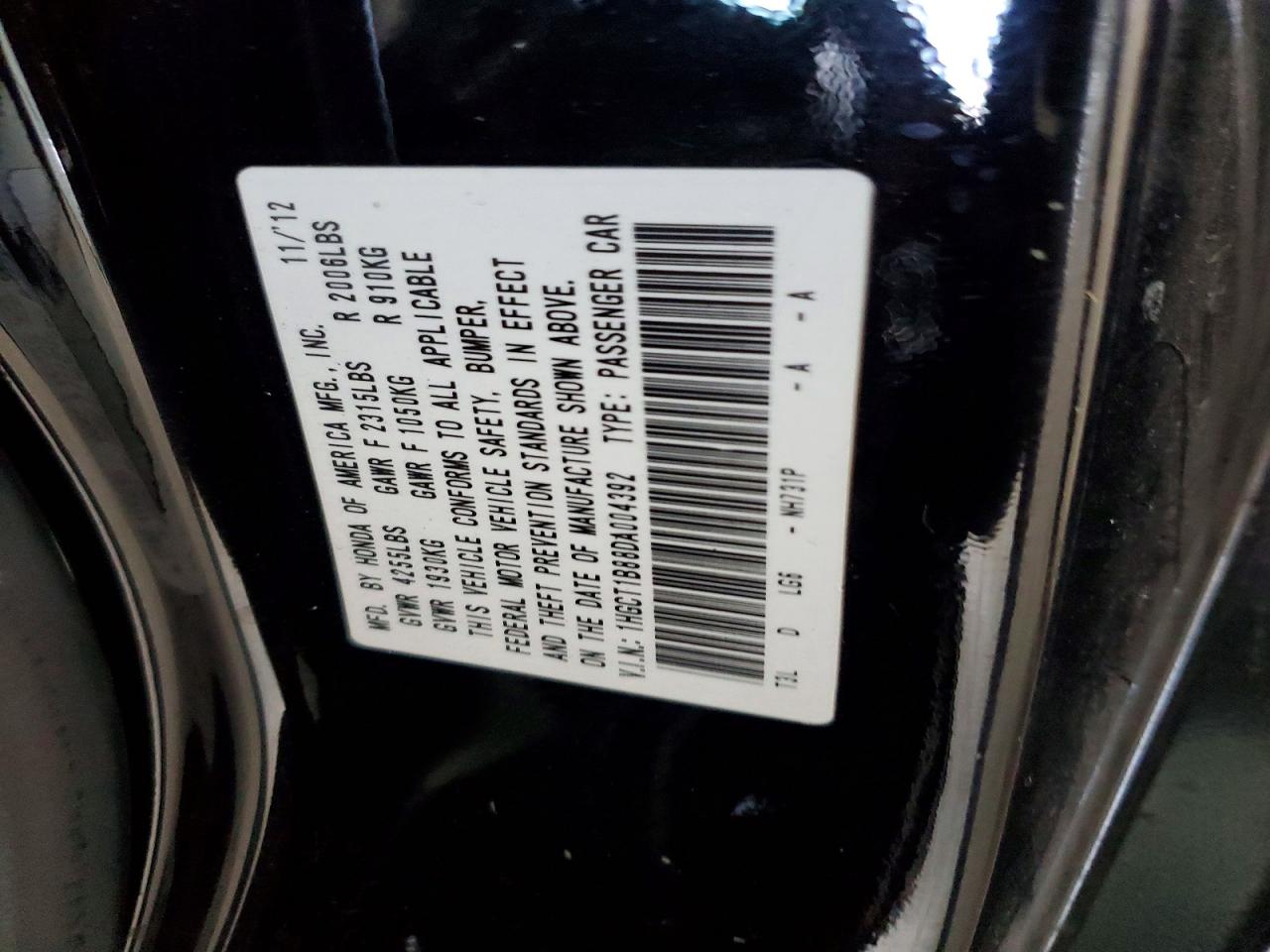 2013 HONDA ACCORD EXL photo 12