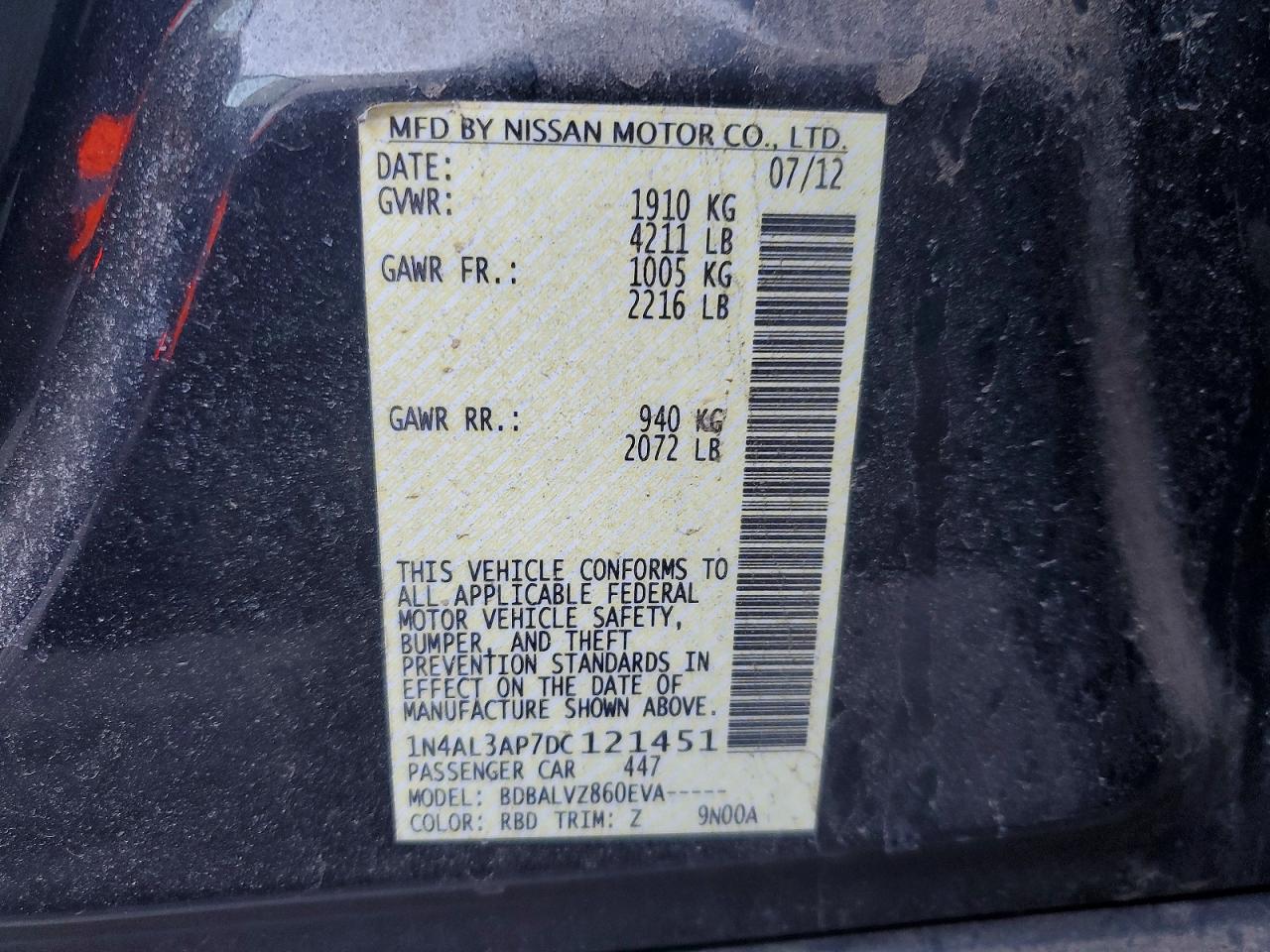 2013 NISSAN ALTIMA 2.5 photo 12