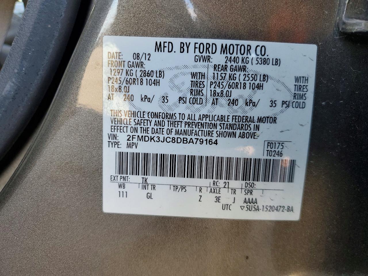 2013 FORD EDGE SEL photo 14