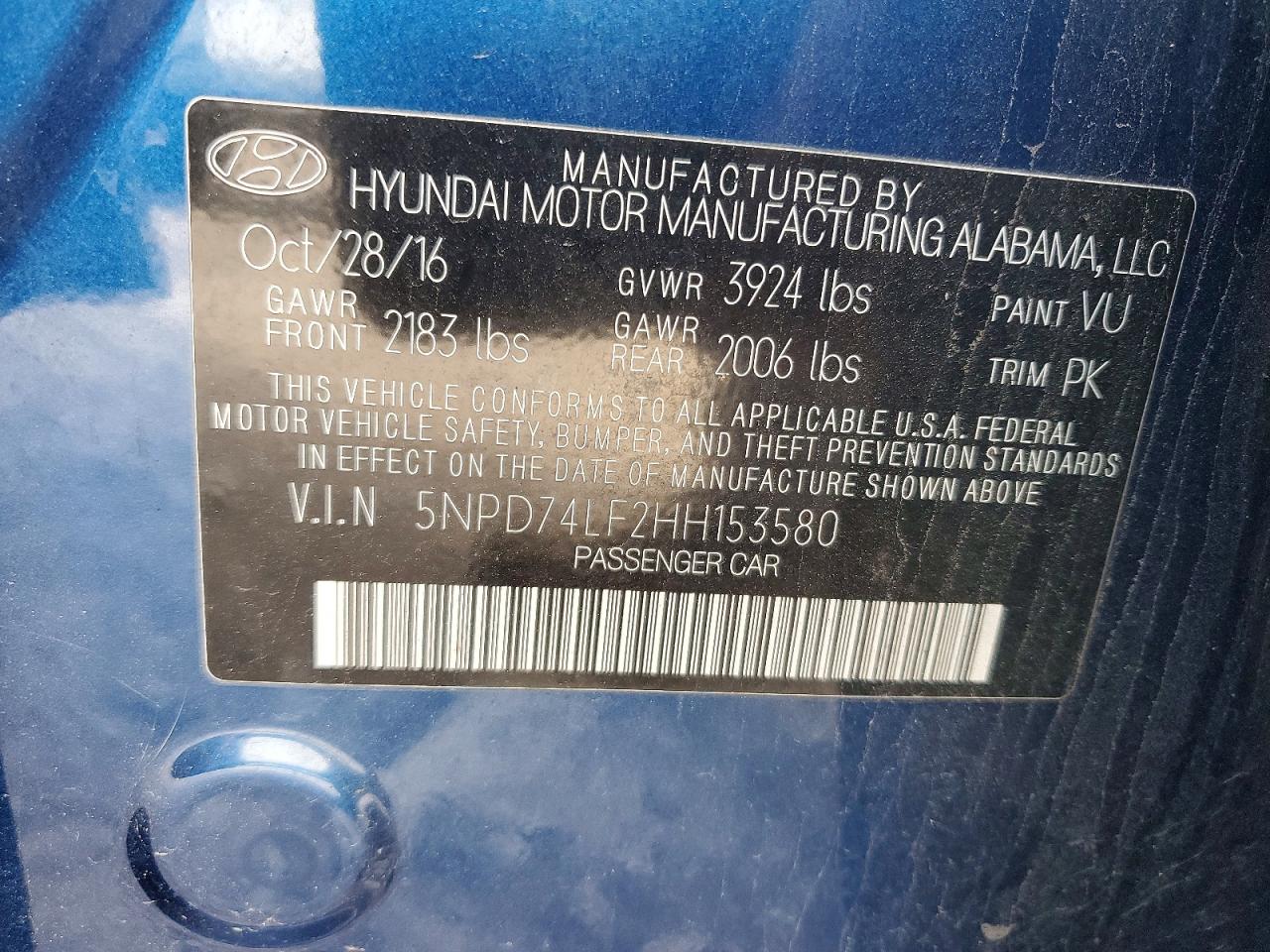 2017 HYUNDAI ELANTRA SE photo 12