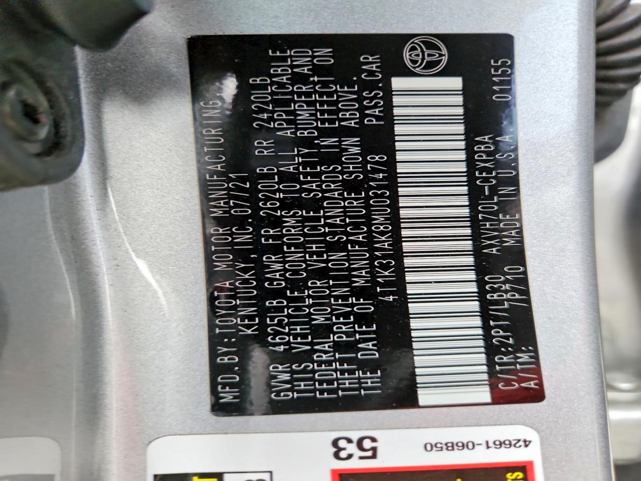 2021 TOYOTA CAMRY XSE photo 13