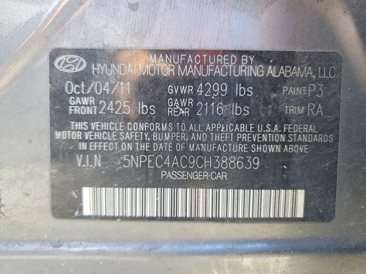 2012 HYUNDAI SONATA SE photo 12