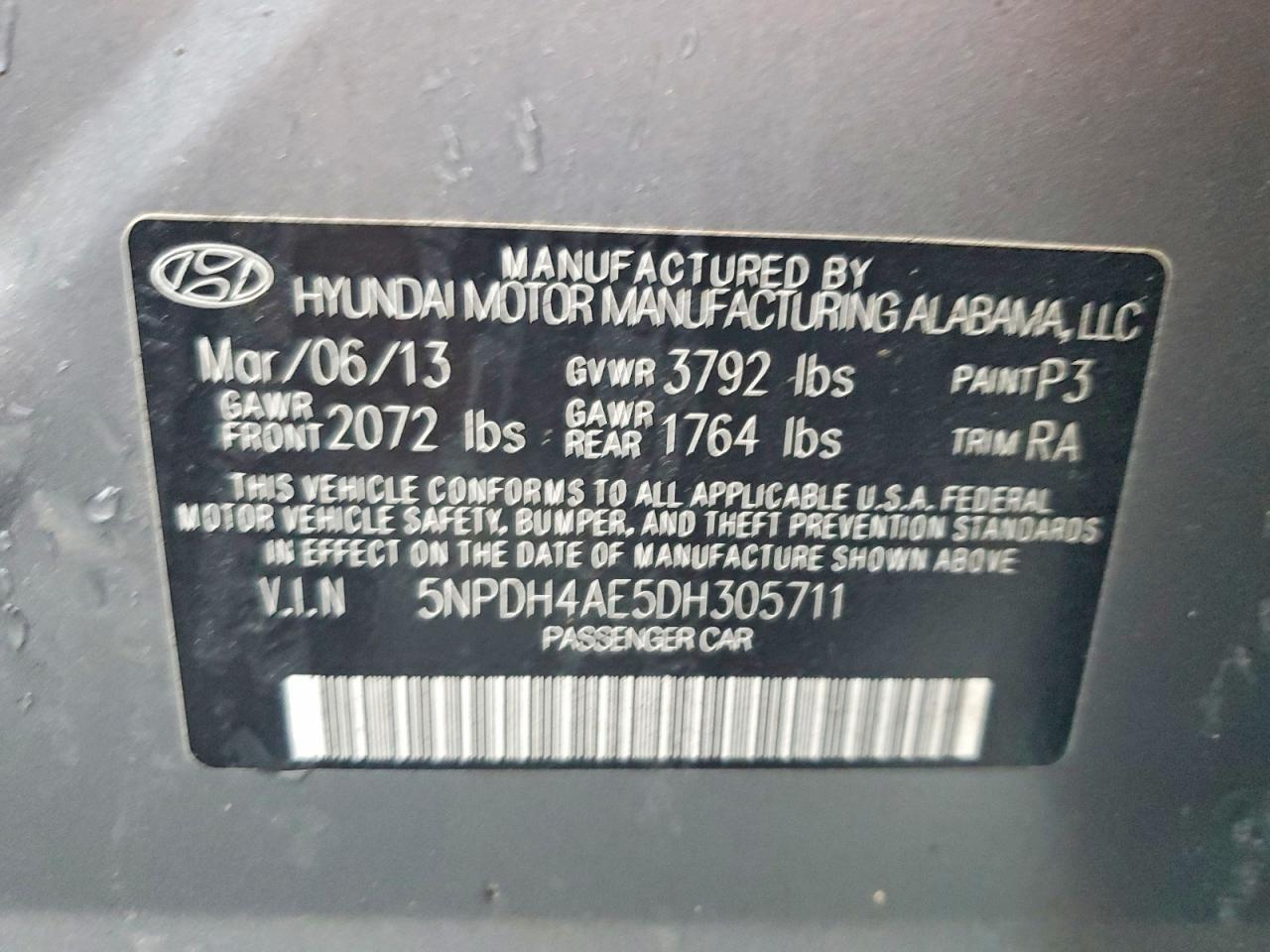 2013 HYUNDAI ELANTRA GLS photo 13