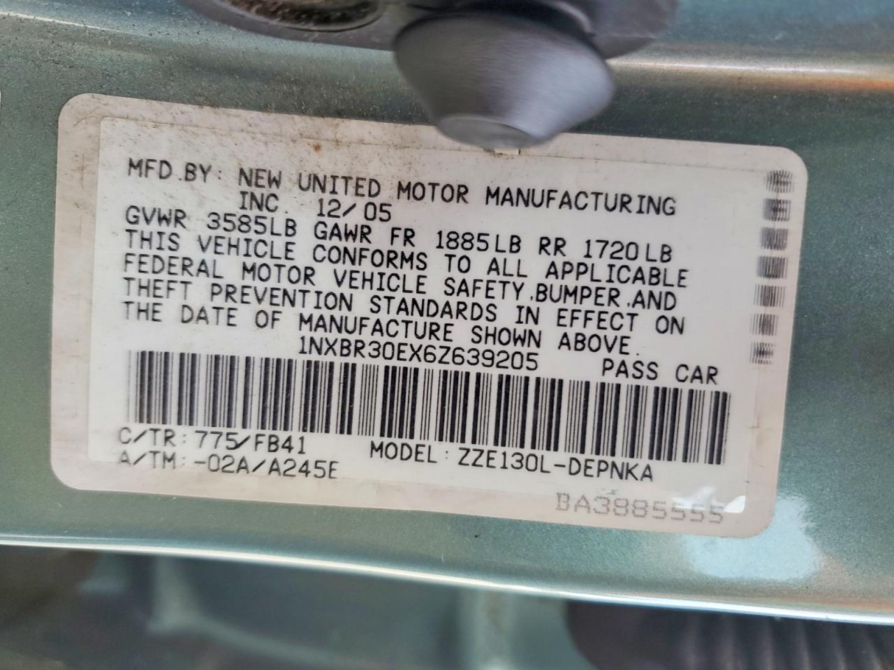 2006 TOYOTA COROLLA CE photo 12