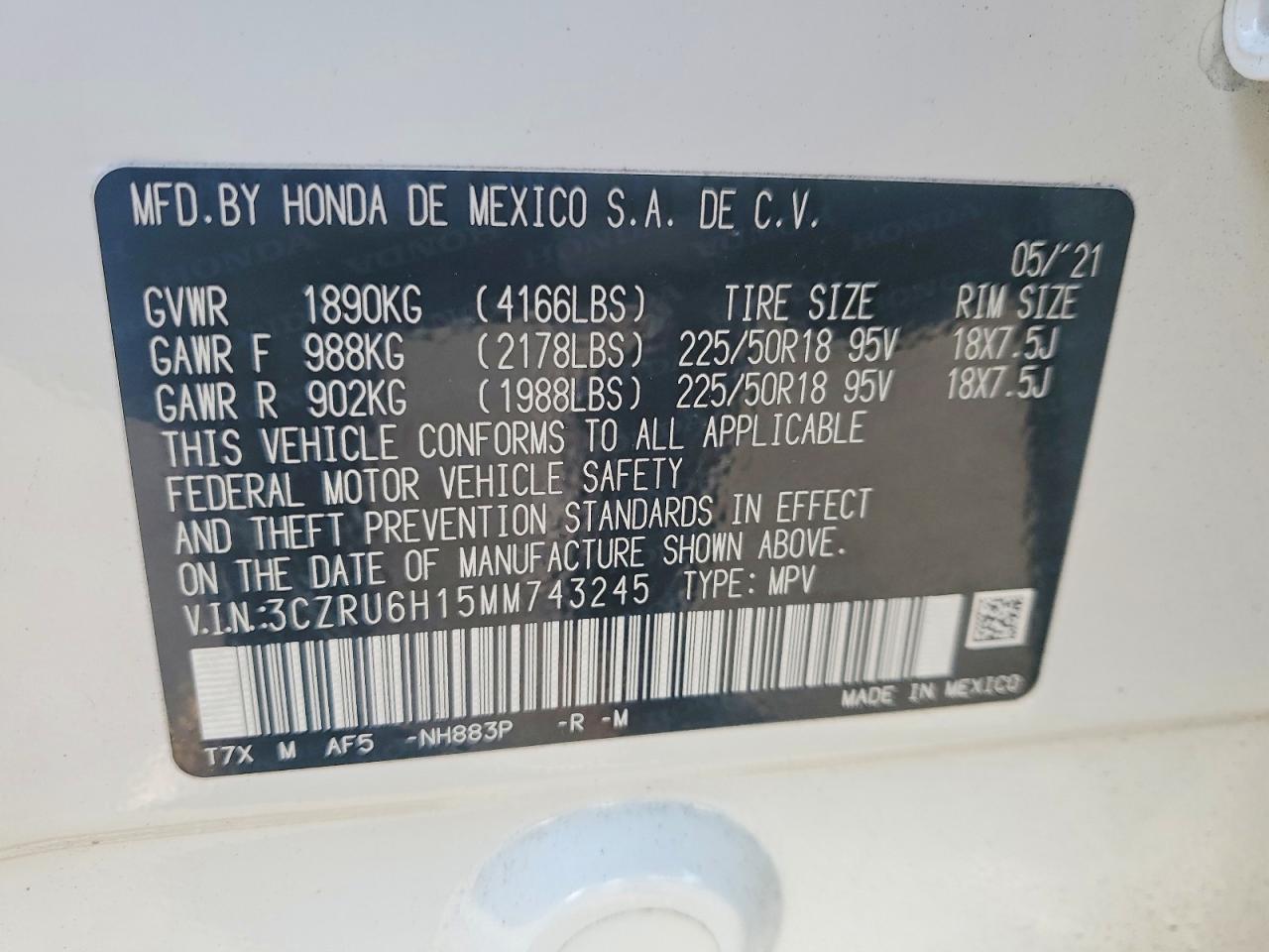 2021 HONDA HR-V SPORT photo 14