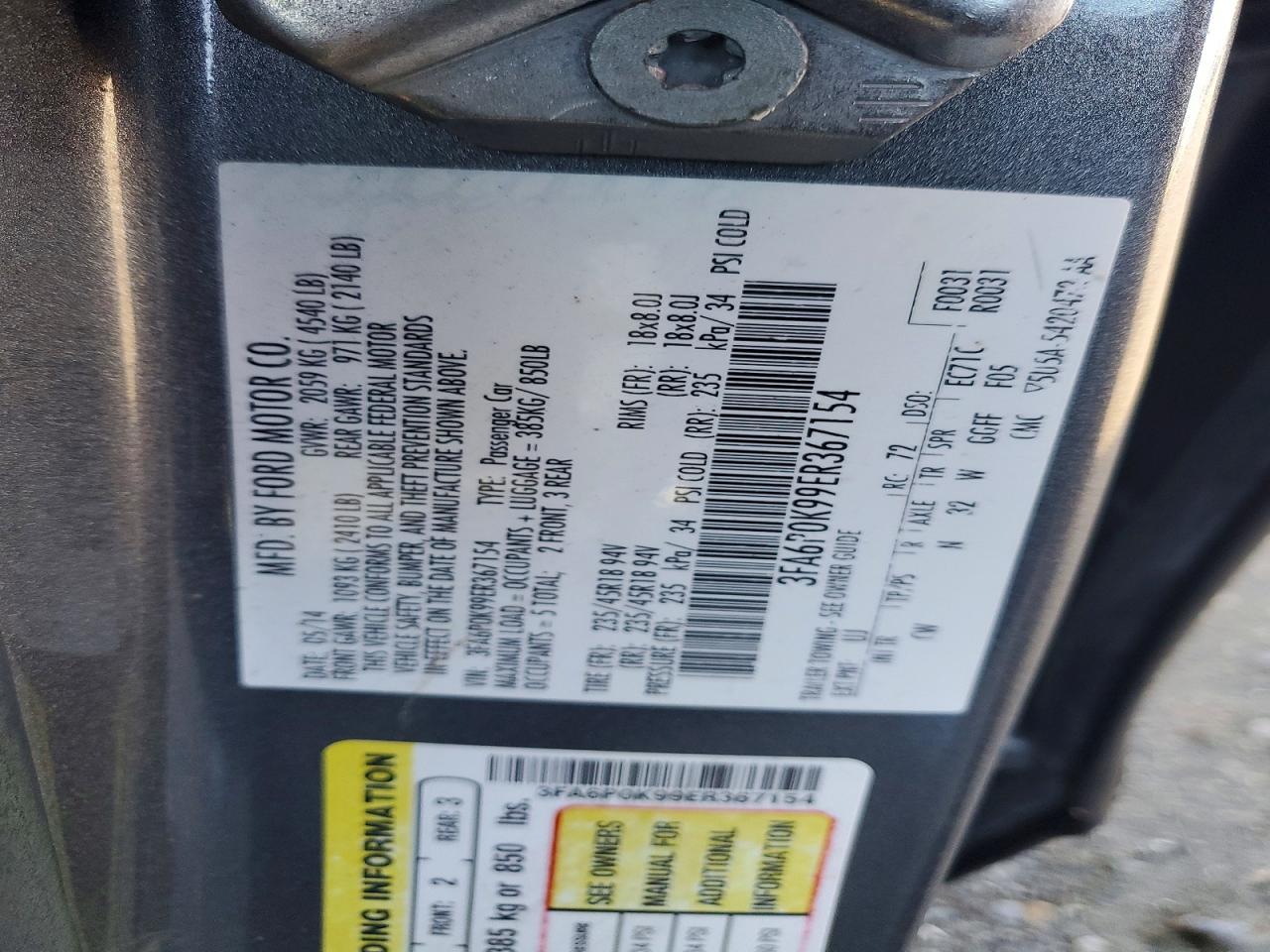 2014 FORD FUSION TITANIUM photo 12