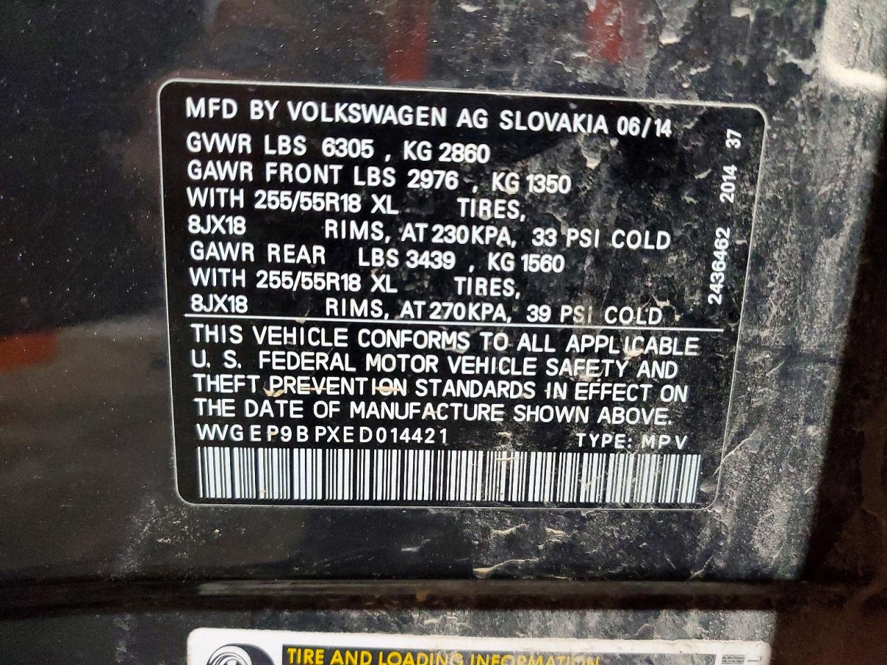 2014 VOLKSWAGEN TOUAREG V6 TDI photo 14