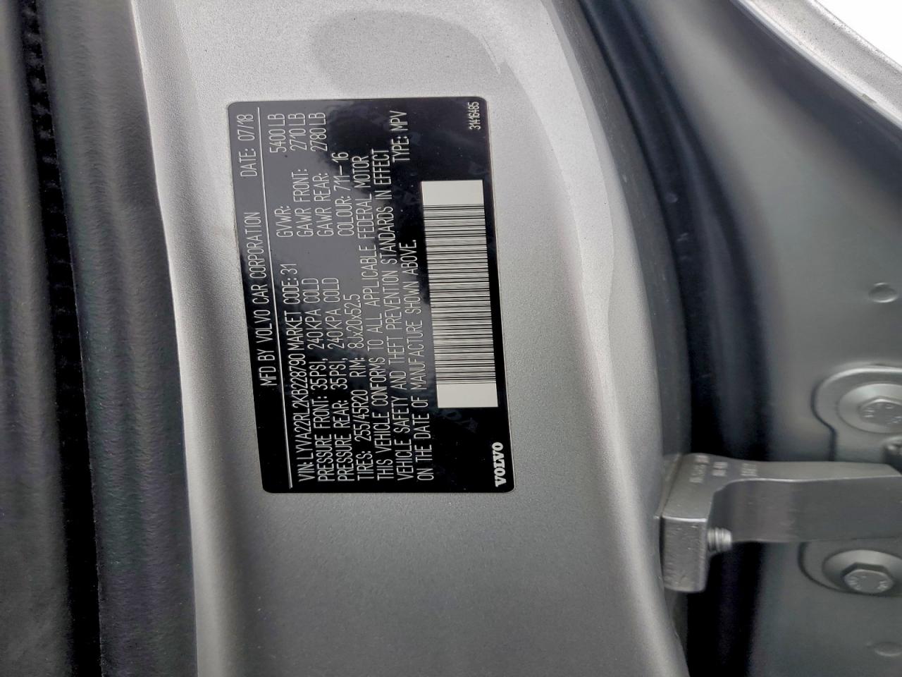 2019 VOLVO XC60 T6 INSCRIPTION photo 12