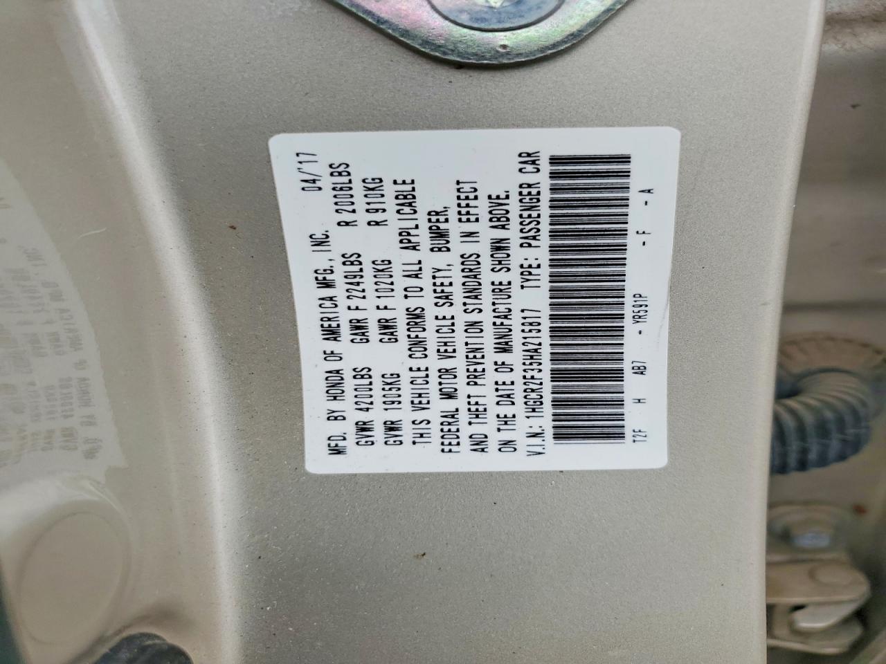 2017 HONDA ACCORD LX photo 12