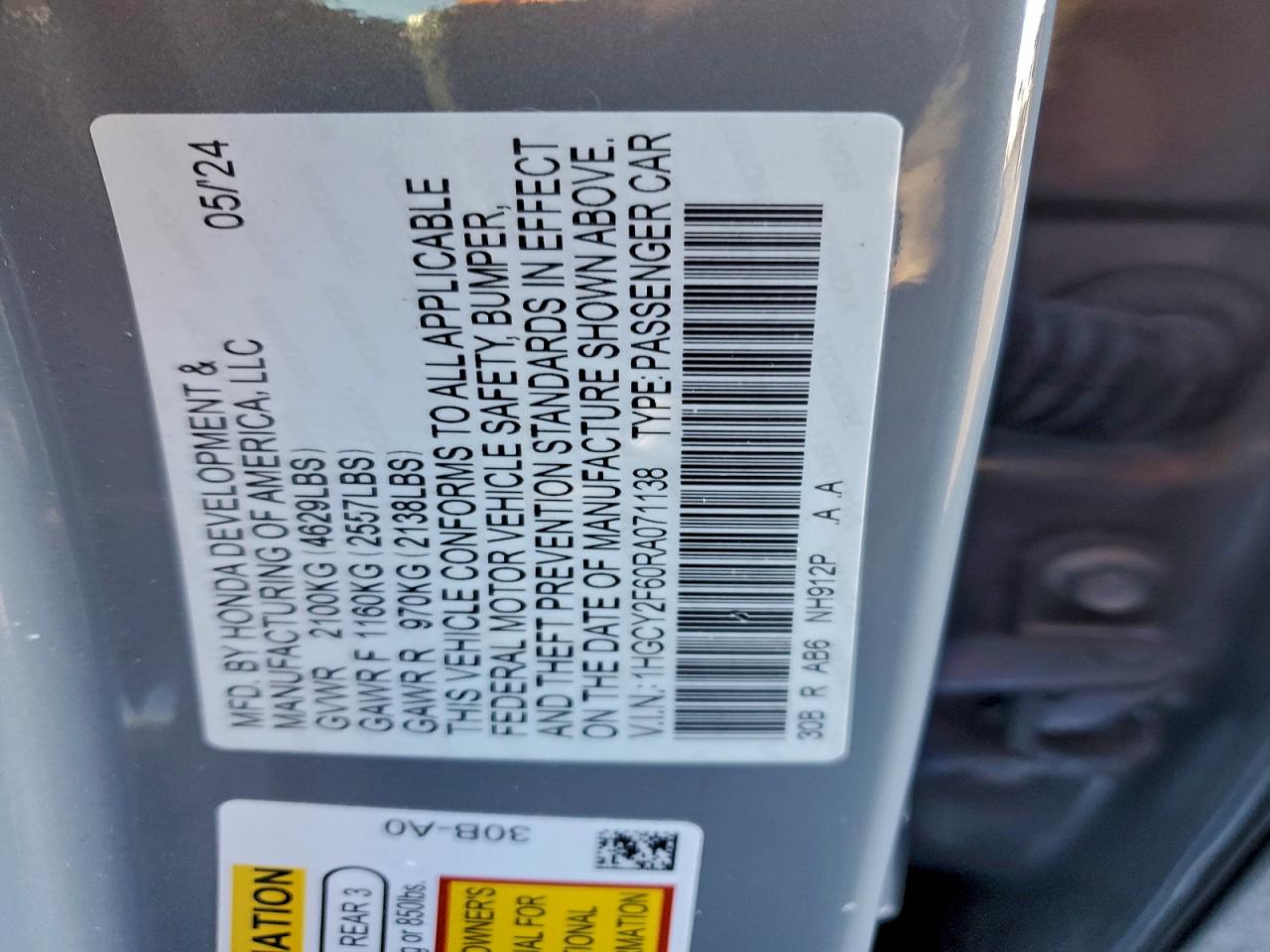 2024 HONDA ACCORD HYBRID EXL photo 12