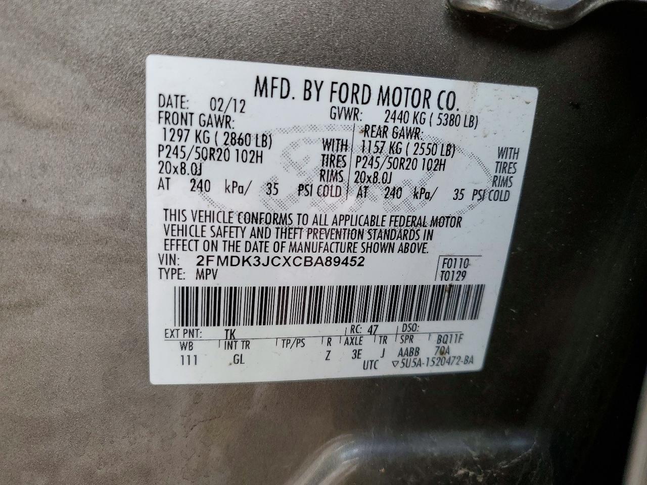 2012 FORD EDGE SEL photo 25