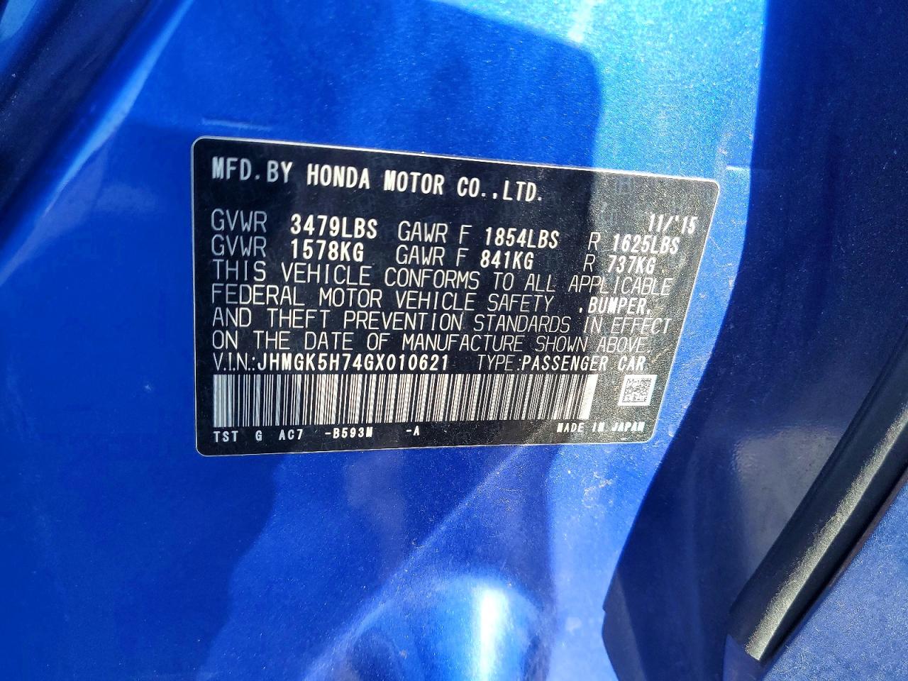 2016 HONDA FIT EX photo 12