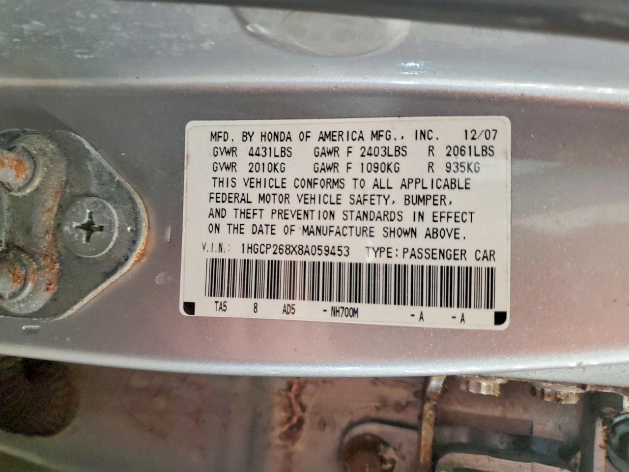 2008 HONDA ACCORD EXL photo 12