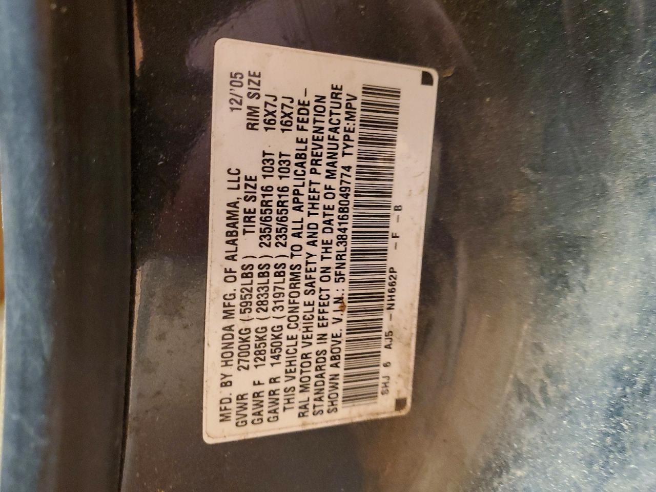 2006 HONDA ODYSSEY EX photo 14