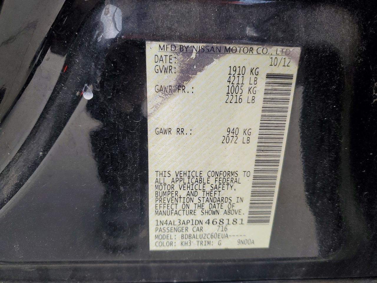2013 NISSAN ALTIMA 2.5 photo 12