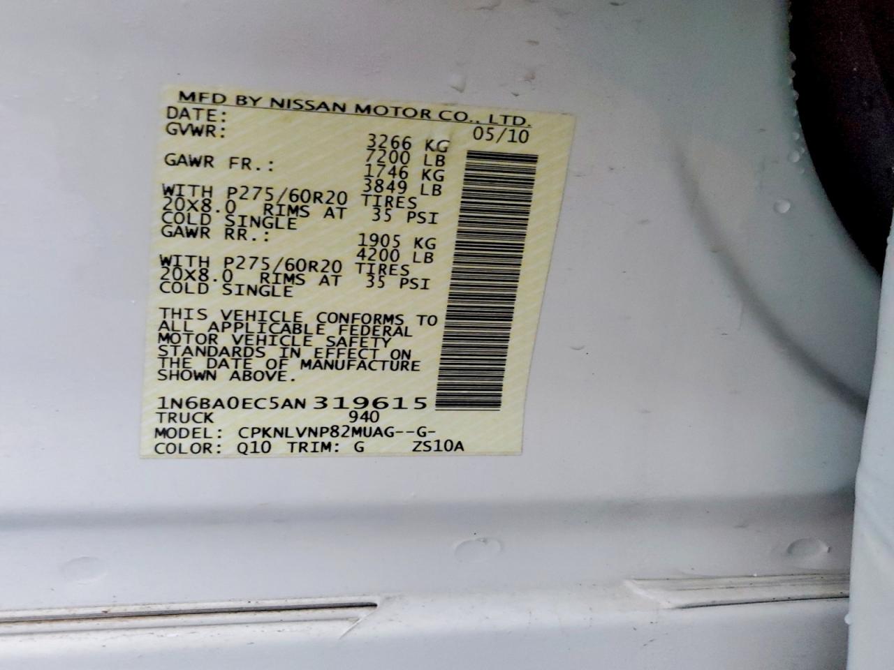 2010 NISSAN TITAN XE photo 12