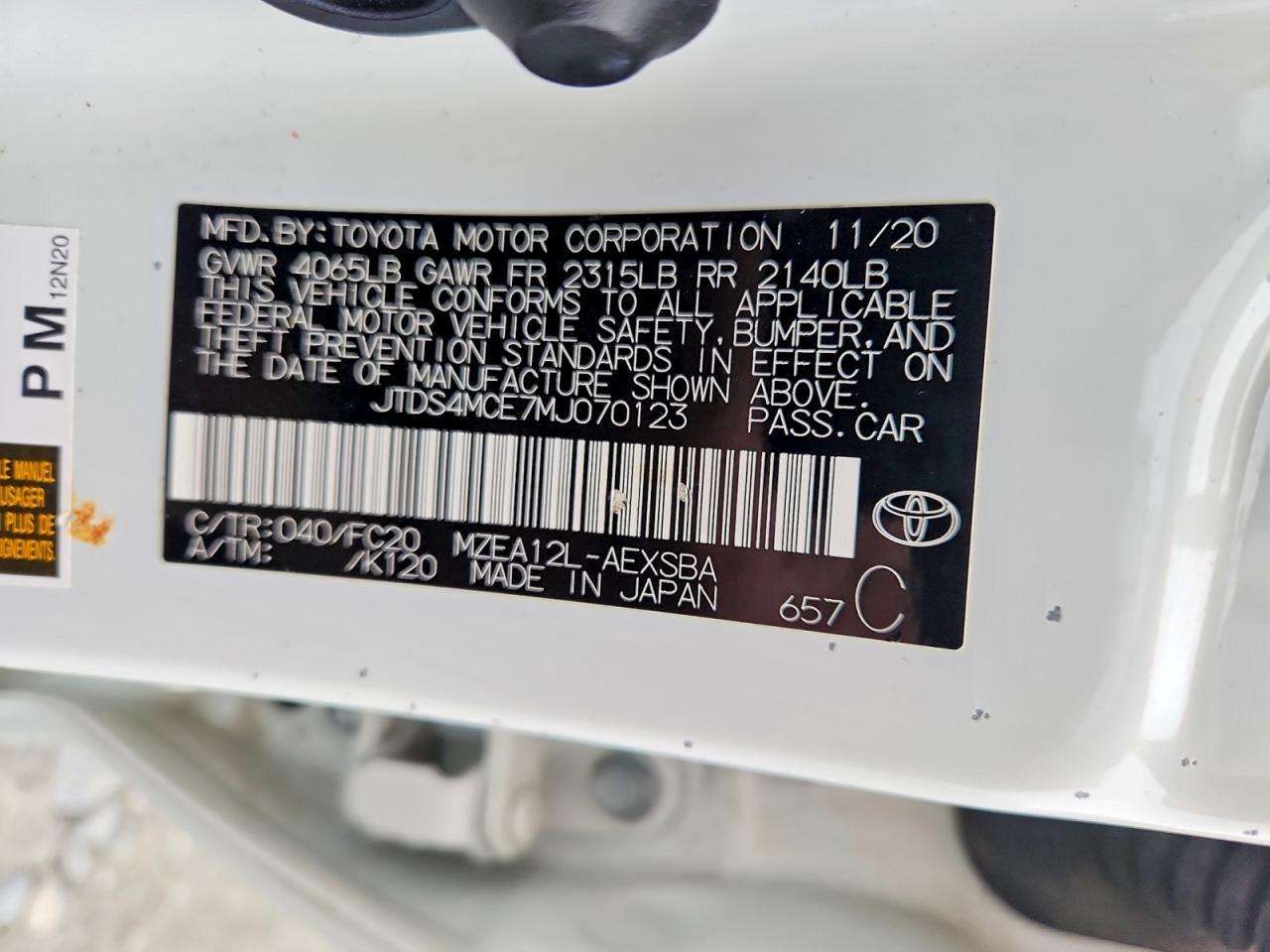 2021 TOYOTA COROLLA SE photo 12