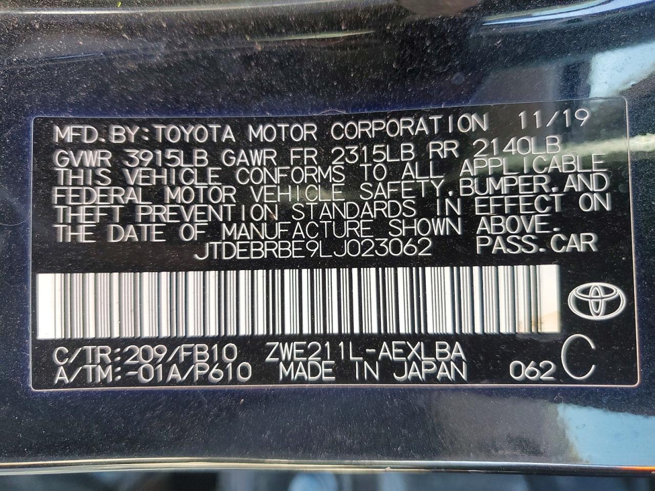 2020 TOYOTA COROLLA LE photo 13