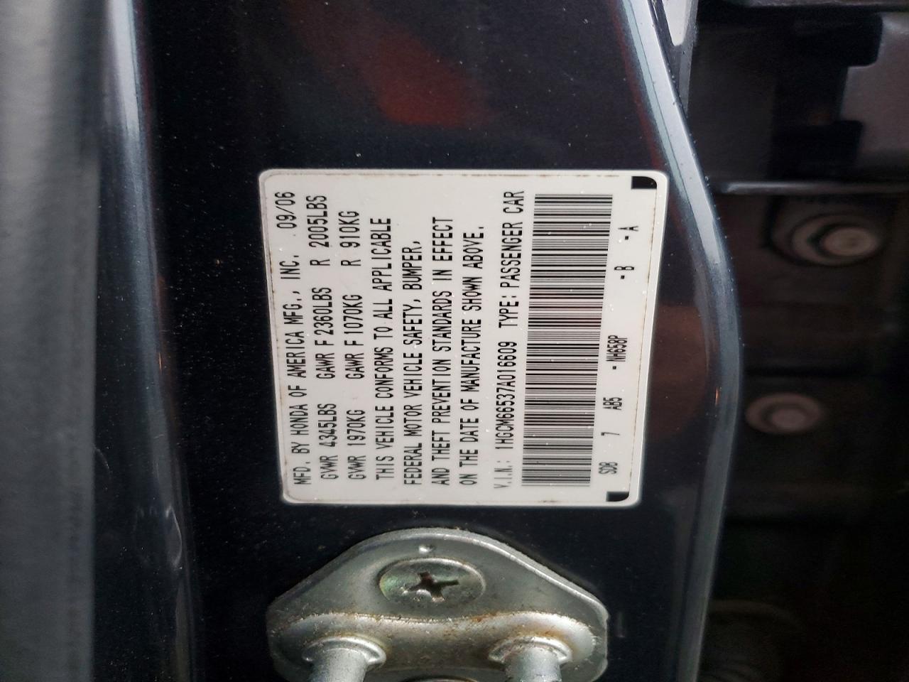 2007 HONDA ACCORD EX photo 12
