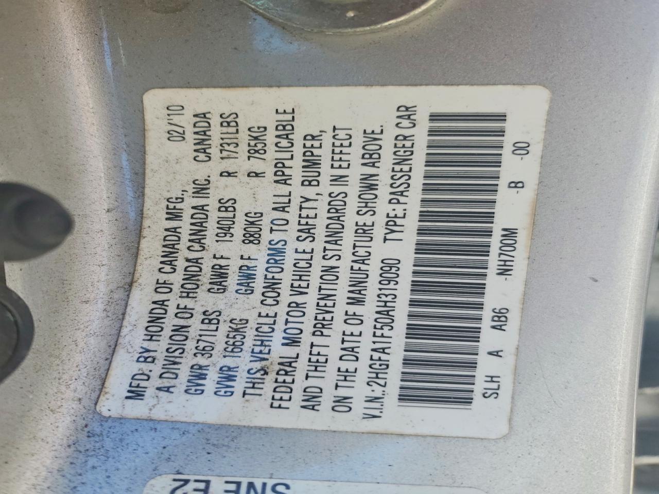2010 HONDA CIVIC LX photo 12