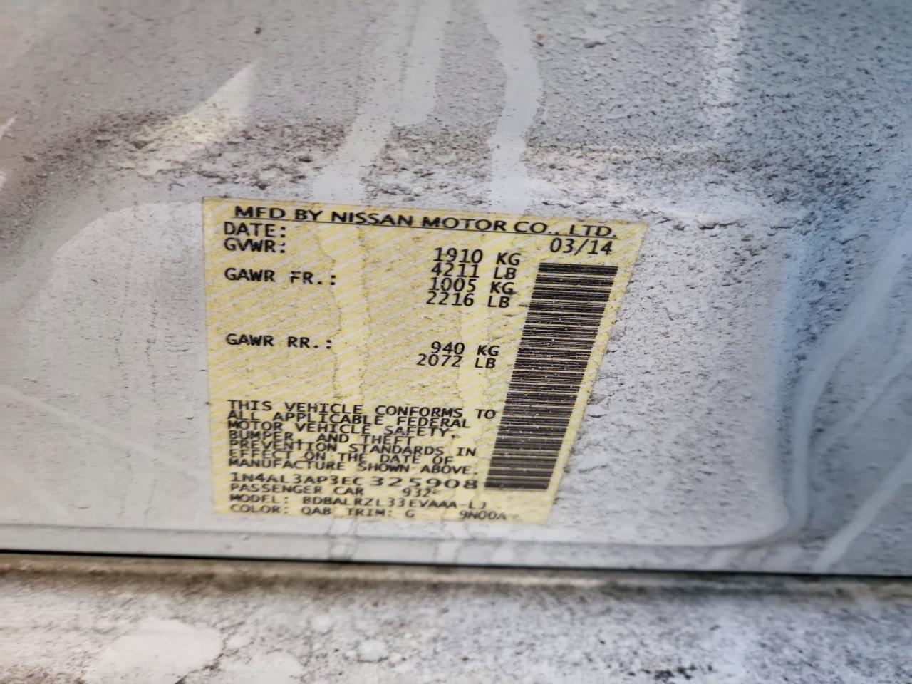 2014 NISSAN ALTIMA 2.5 photo 12