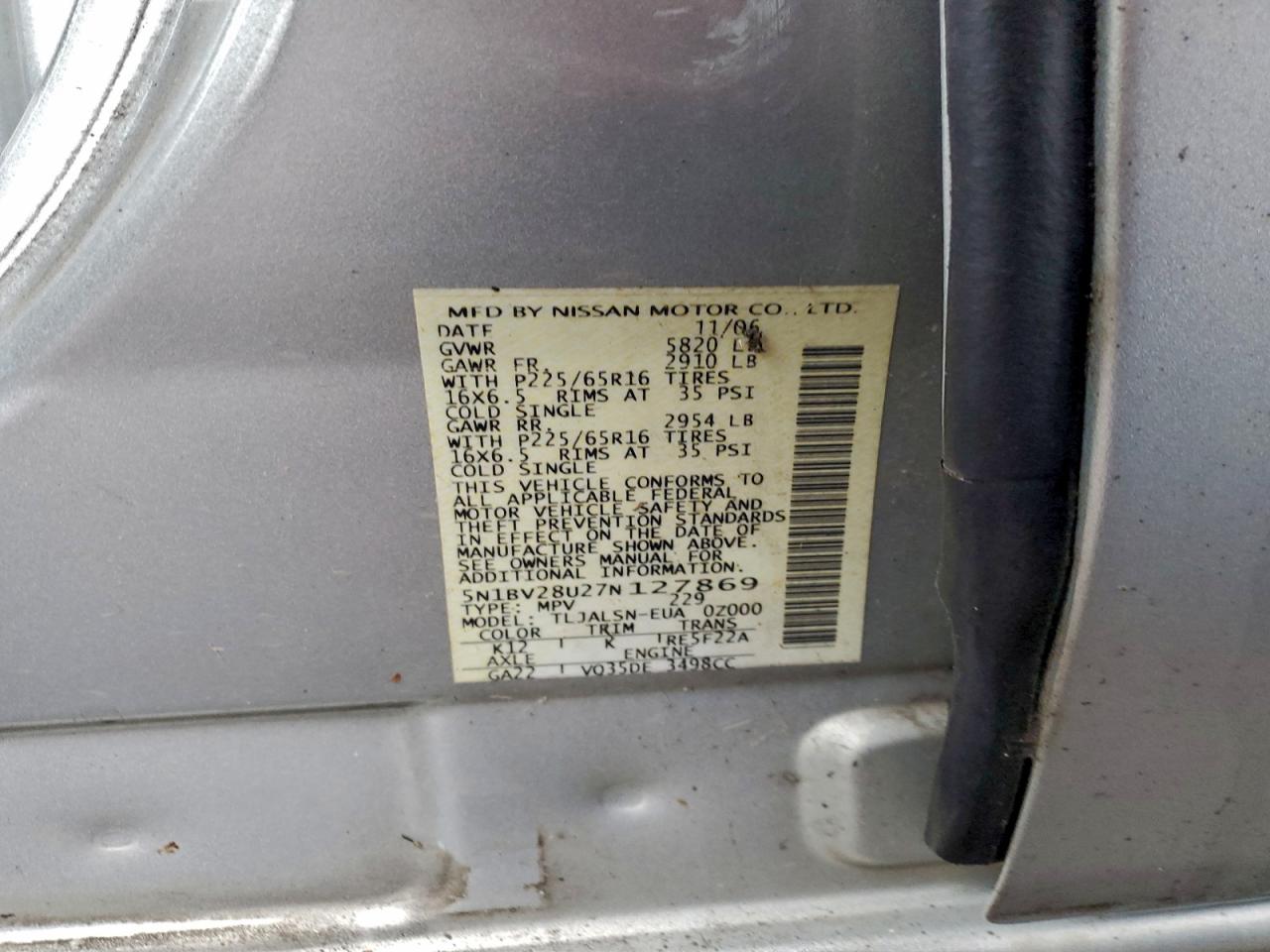 2007 NISSAN QUEST S photo 13