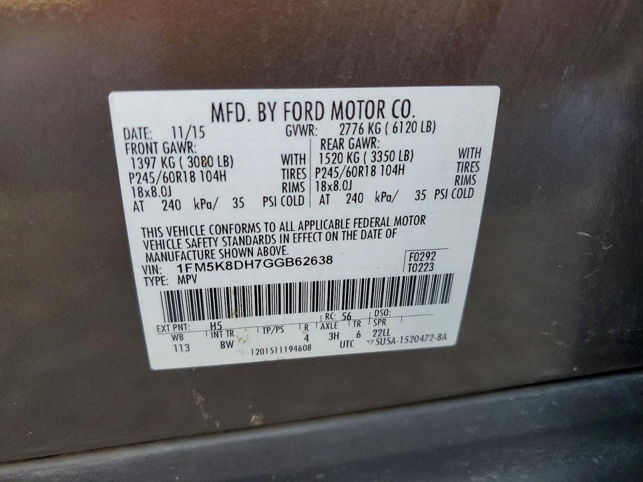 2016 FORD EXPLORER XLT photo 13
