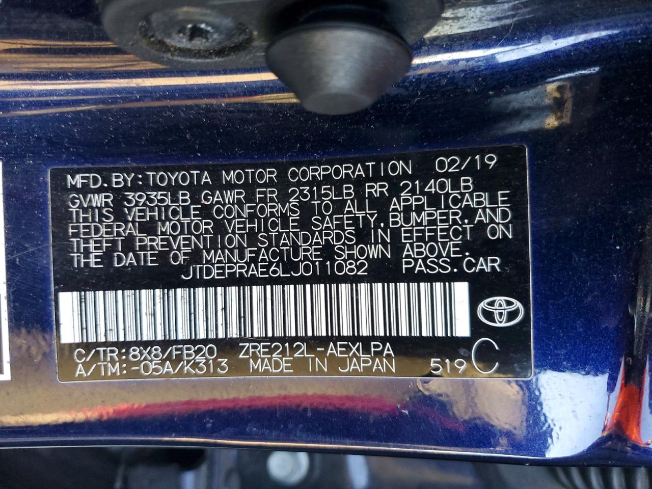 2020 TOYOTA COROLLA LE photo 12