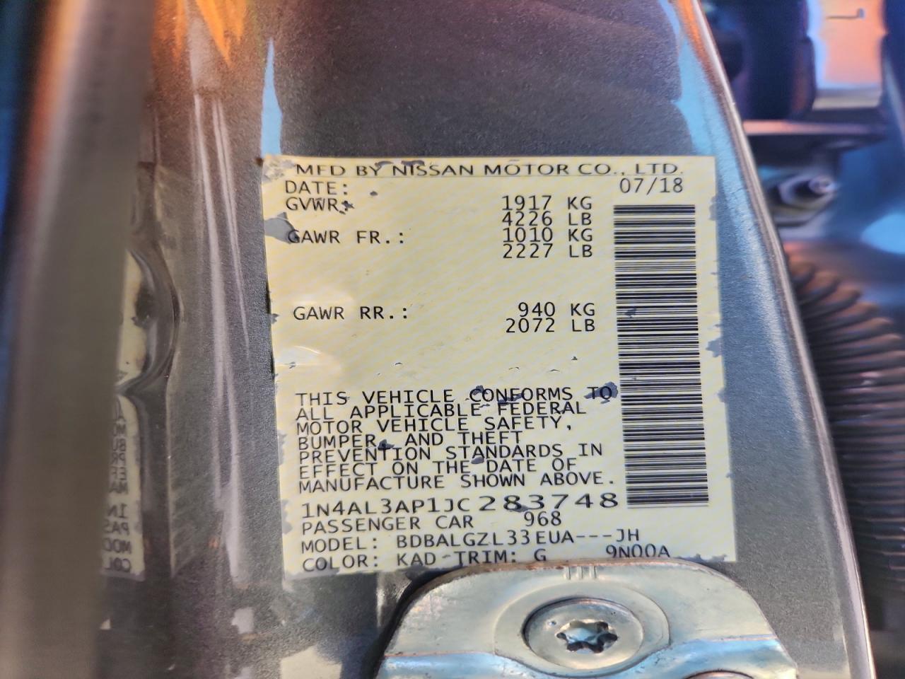 2018 NISSAN ALTIMA 2.5 photo 13
