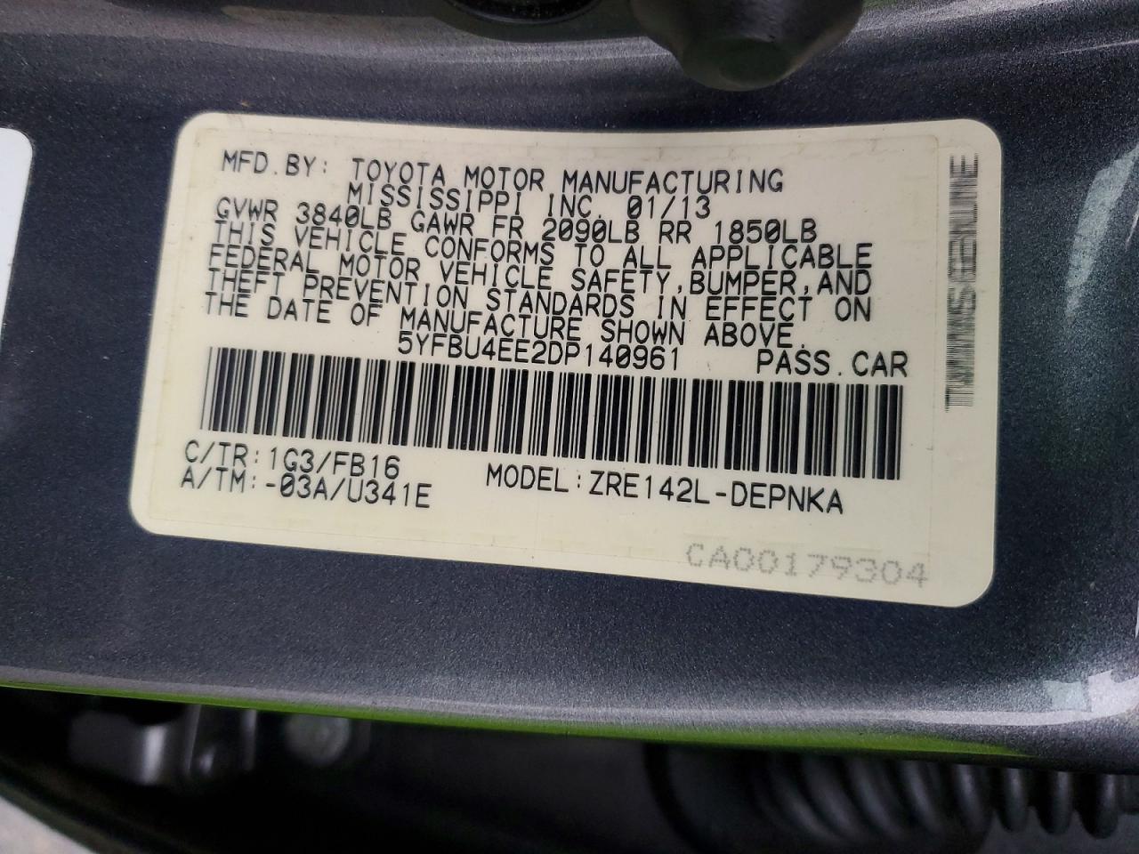 2013 TOYOTA COROLLA BASE photo 12