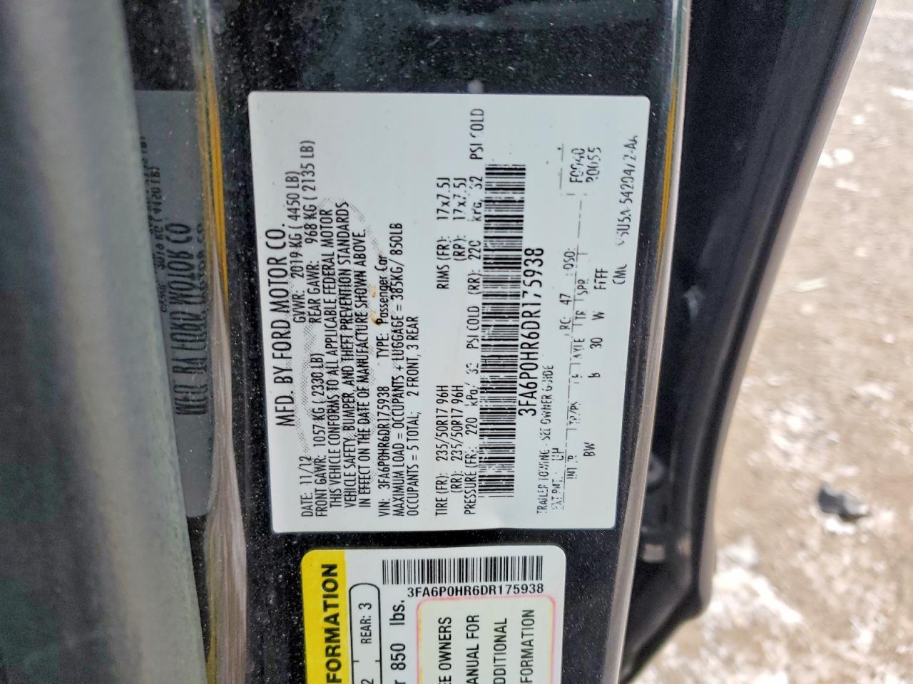 2013 FORD FUSION SE photo 13