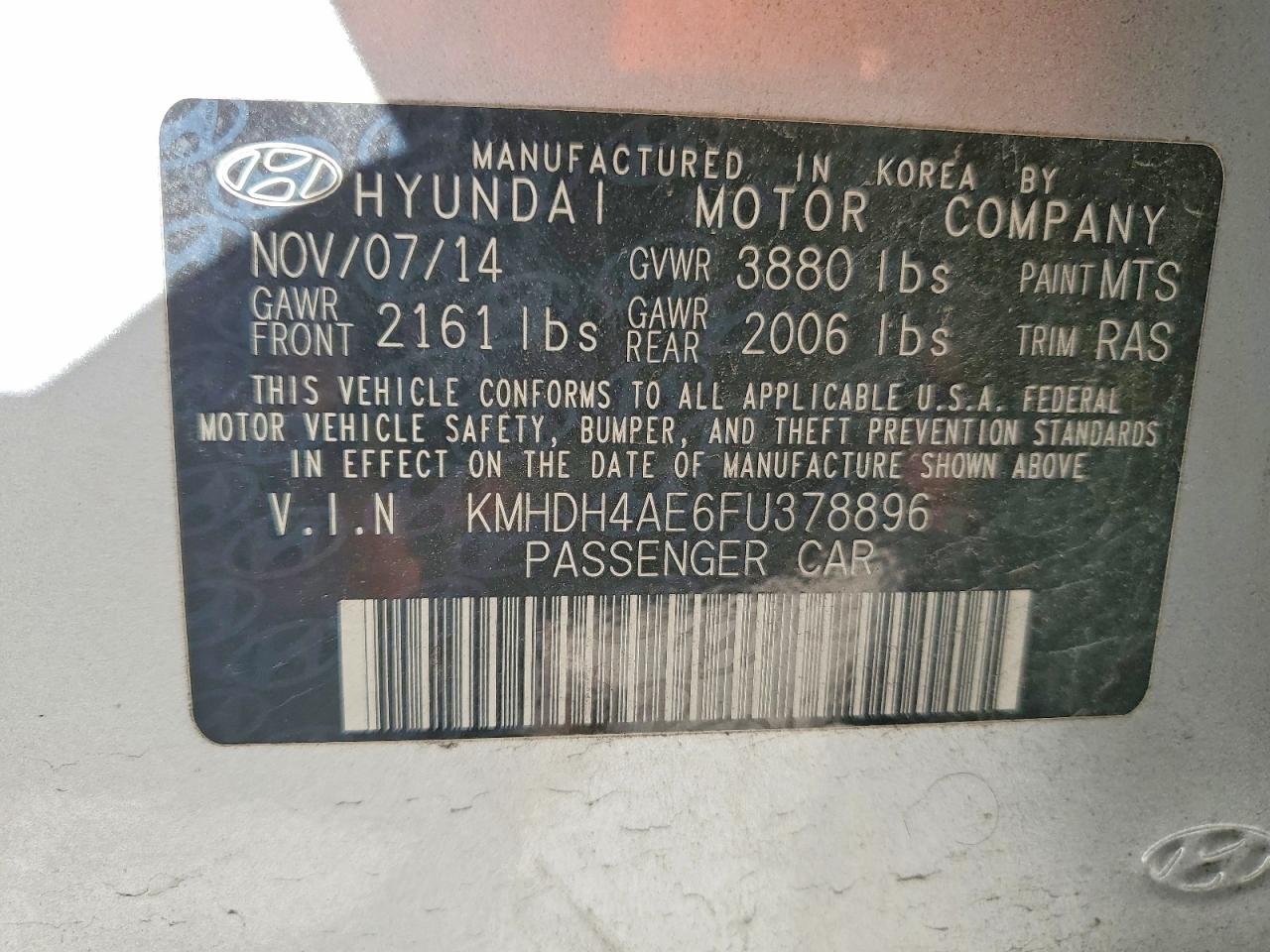 2015 HYUNDAI ELANTRA SE photo 12