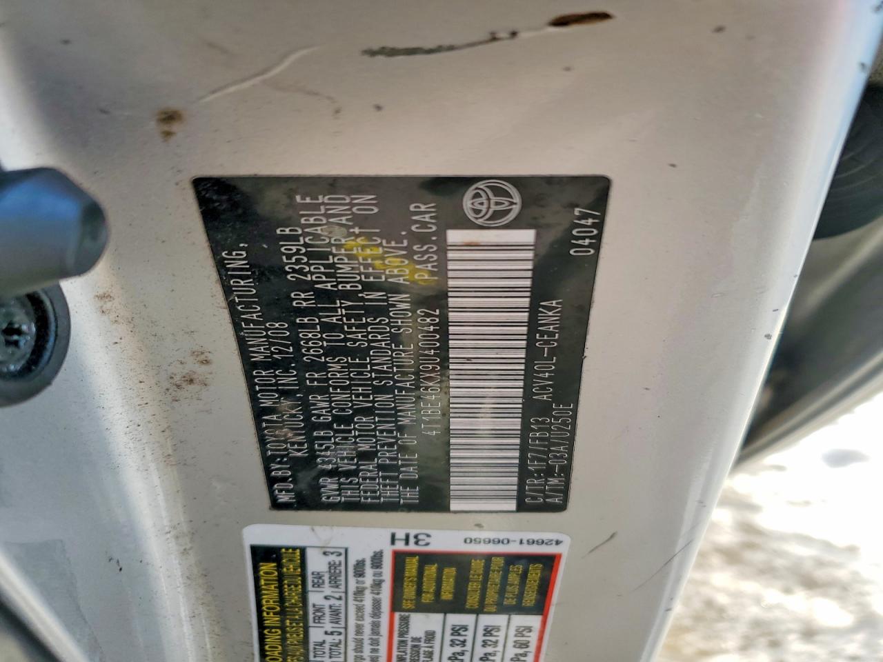 2009 TOYOTA CAMRY BASE photo 12