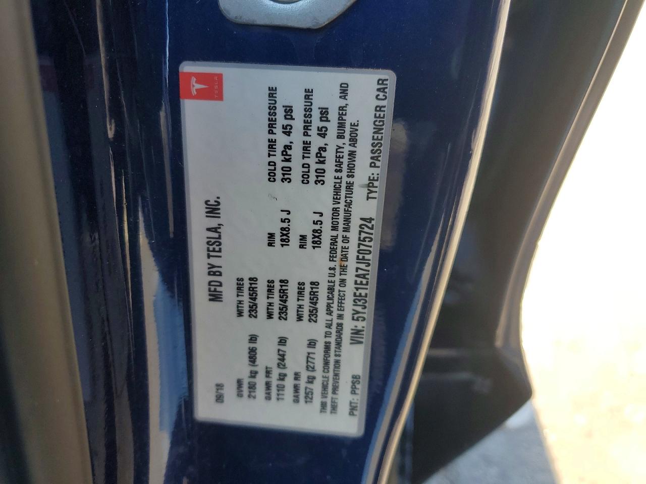 2018 TESLA MODEL 3 photo 13