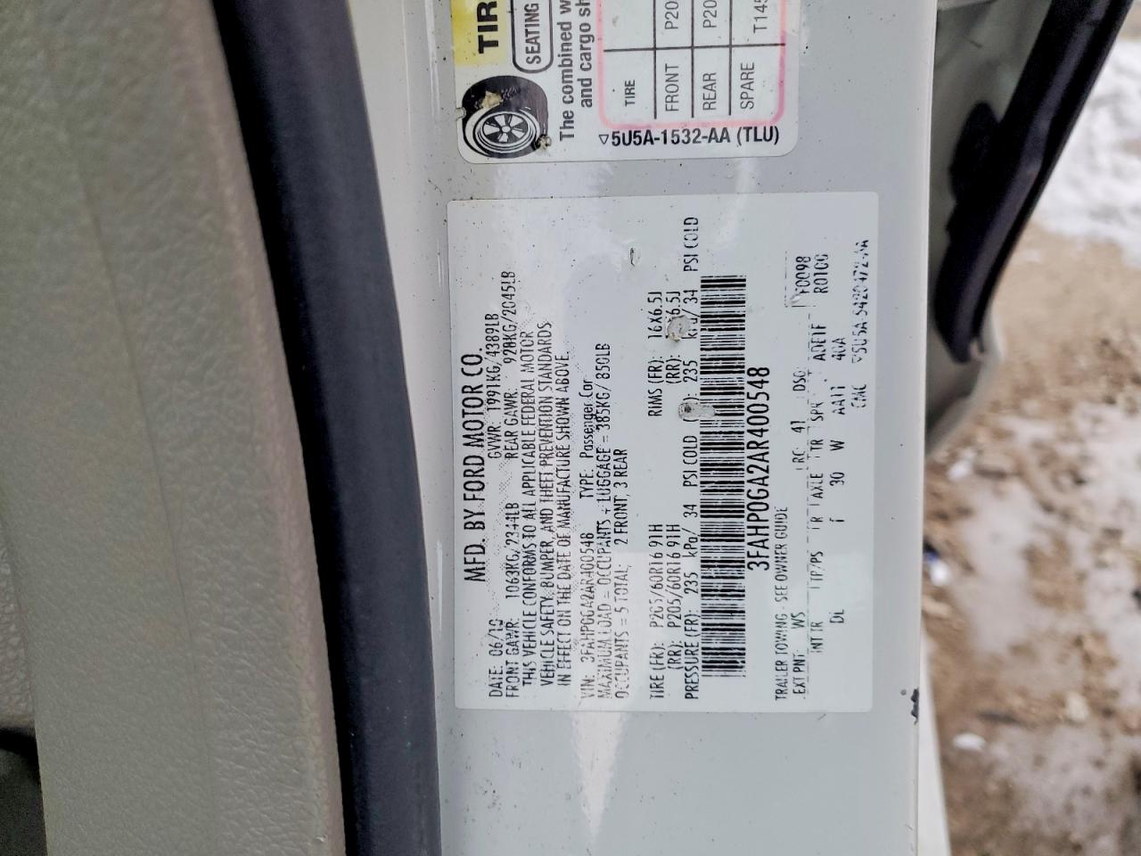 2010 FORD FUSION S photo 12