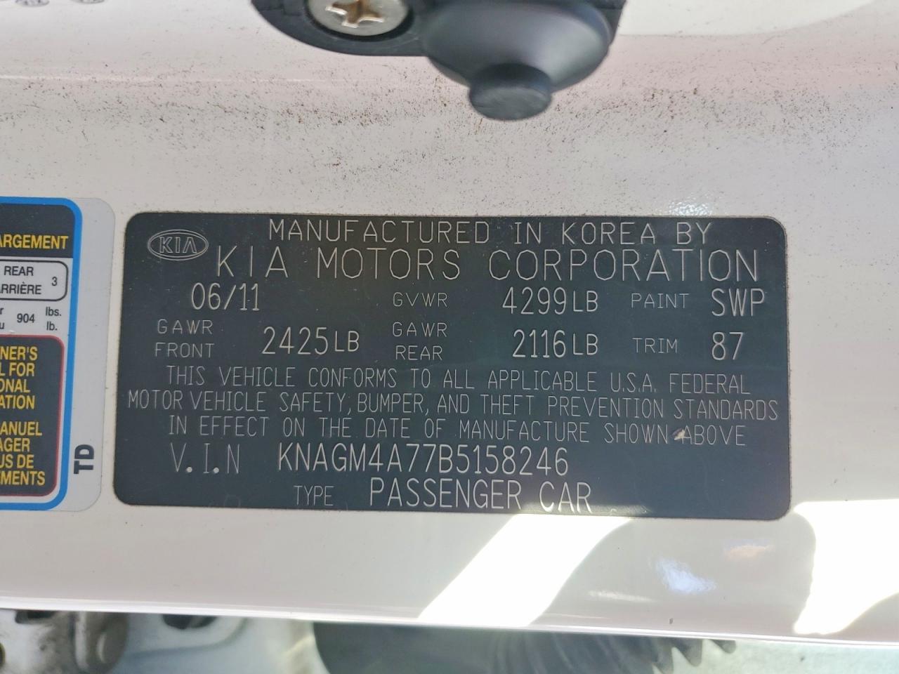 2011 KIA OPTIMA LX photo 12