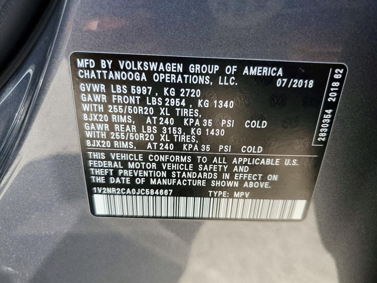 2018 VOLKSWAGEN ATLAS SEL PREMIUM photo 14